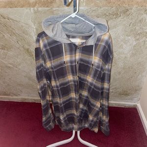 Hooded Flannel Button Down